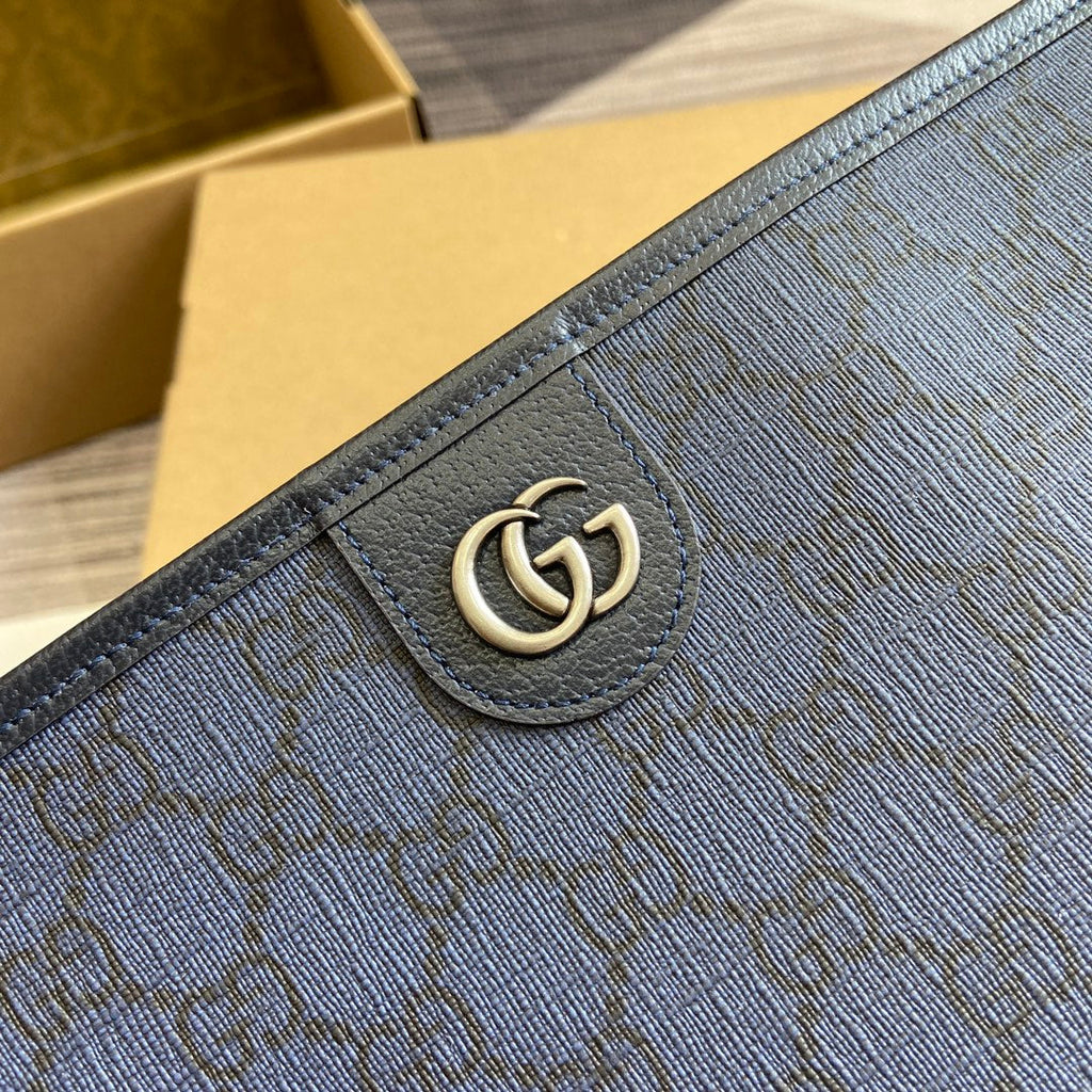 OPHIDIA G*G POUCH 28 BLUE AND DARK BLUE CANVAS
