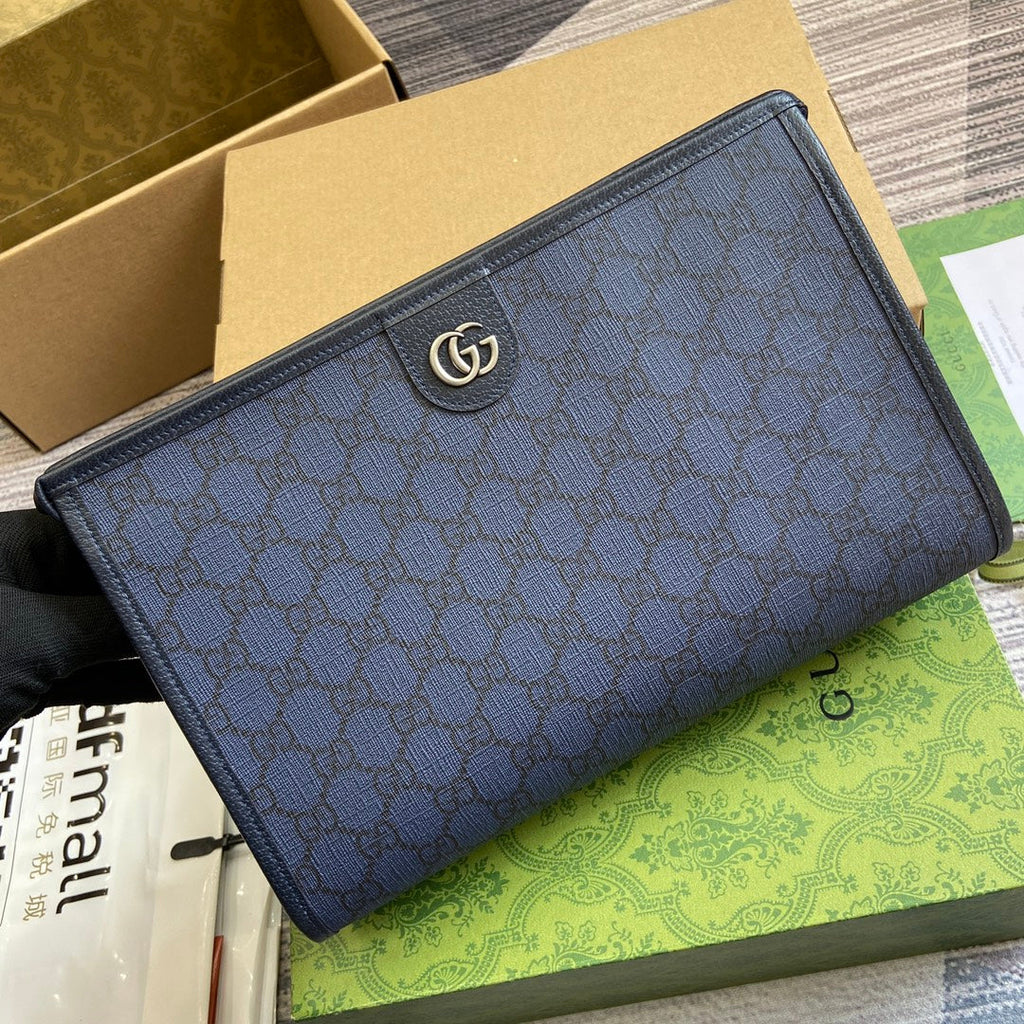 OPHIDIA G*G POUCH 28 BLUE AND DARK BLUE CANVAS