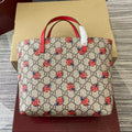 G*G Tote Bag 21cm Beige Red Leather Canvas