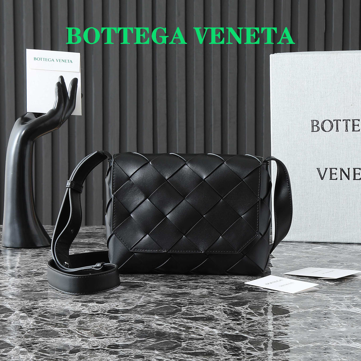 B*V 25S DIAGO SHOULDER BAG 25.5 IN BLACK COWHIDE