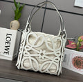 L*E 32 ANAGRAM CUT-OUT CROSSBODY IN WHITE CLASSIC CALFSKIN AND CANVAS