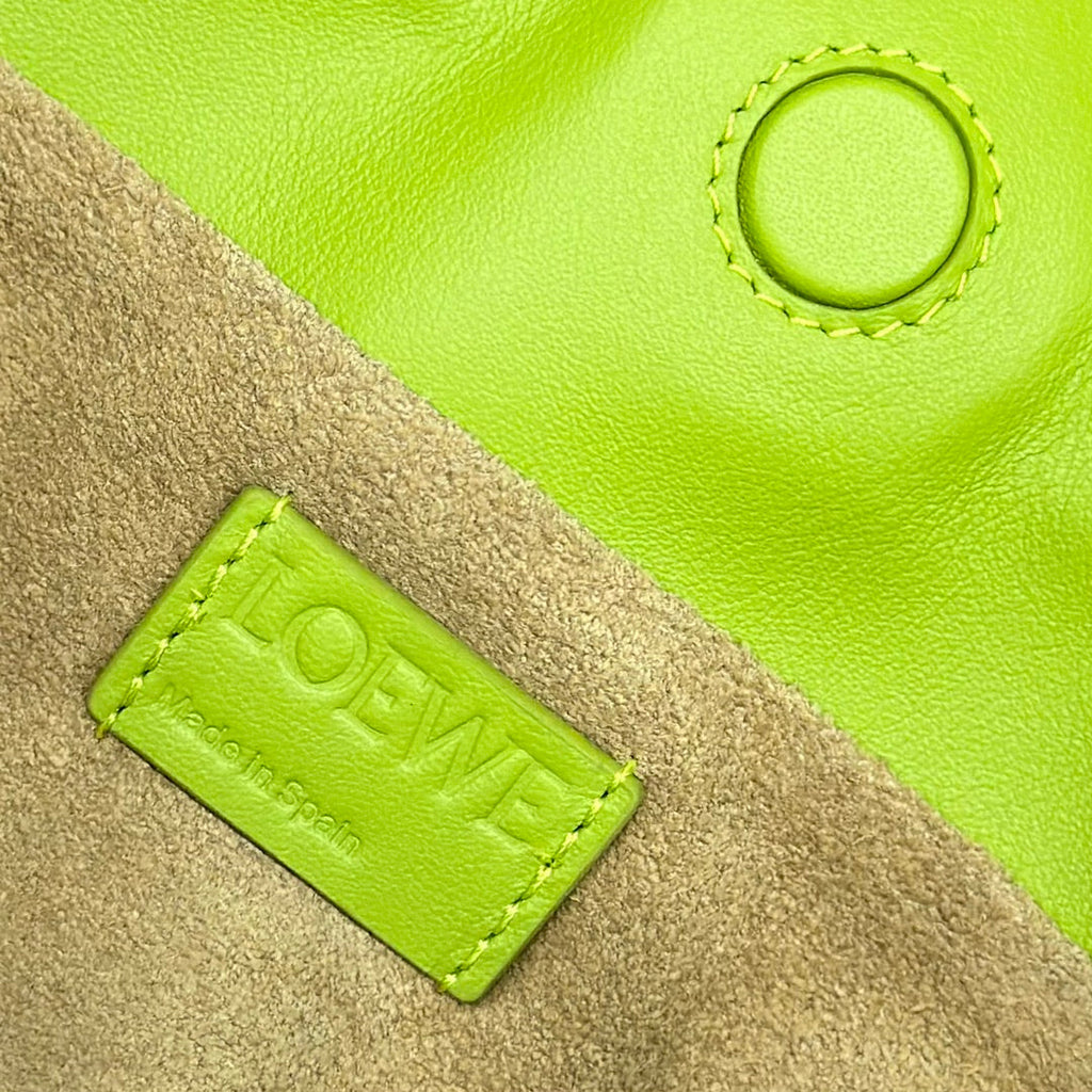 L*E 23 MINI FLAMENCO PURSE BAG IN GREEN CHARTREUSE NAPPA LAMBSKIN