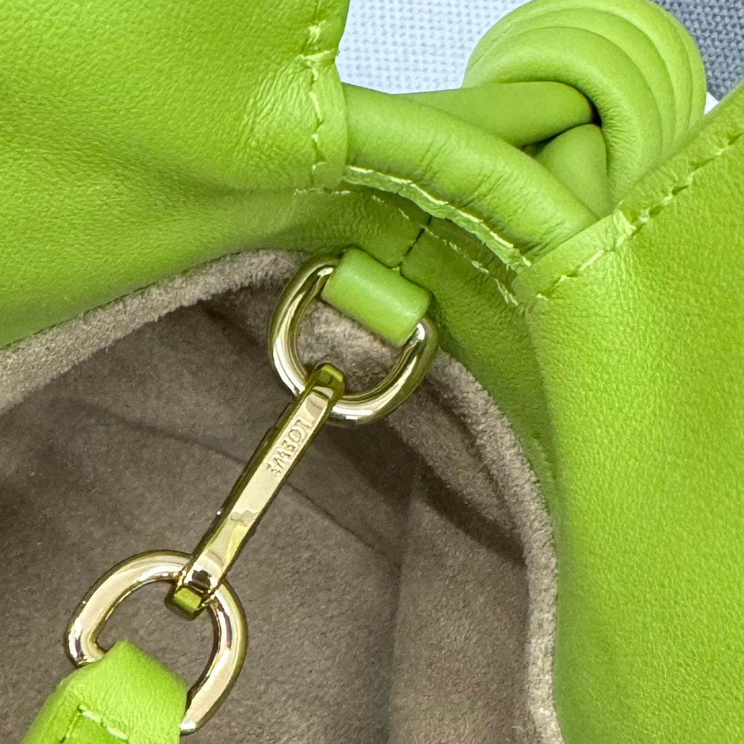 L*E 23 MINI FLAMENCO PURSE BAG IN GREEN CHARTREUSE NAPPA LAMBSKIN