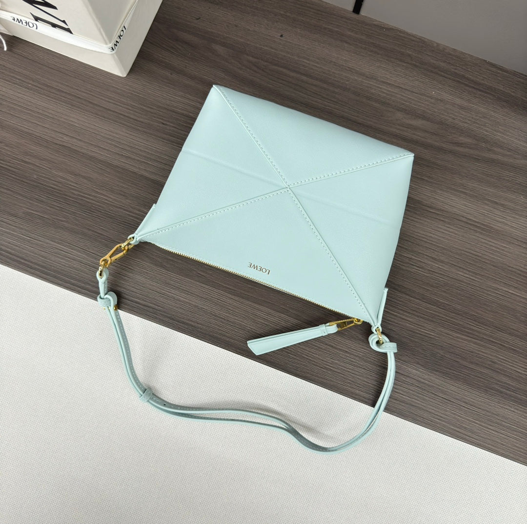 L*E MINI 23 FUZZLE FOLD POUCH IN LIGHT BLUE CALFSKIN