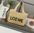 L*ew Font Tote 24cm Beige Raffia