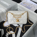 24A FLAP BAG LAMBSKIN PEARL GOLD HARDWARE