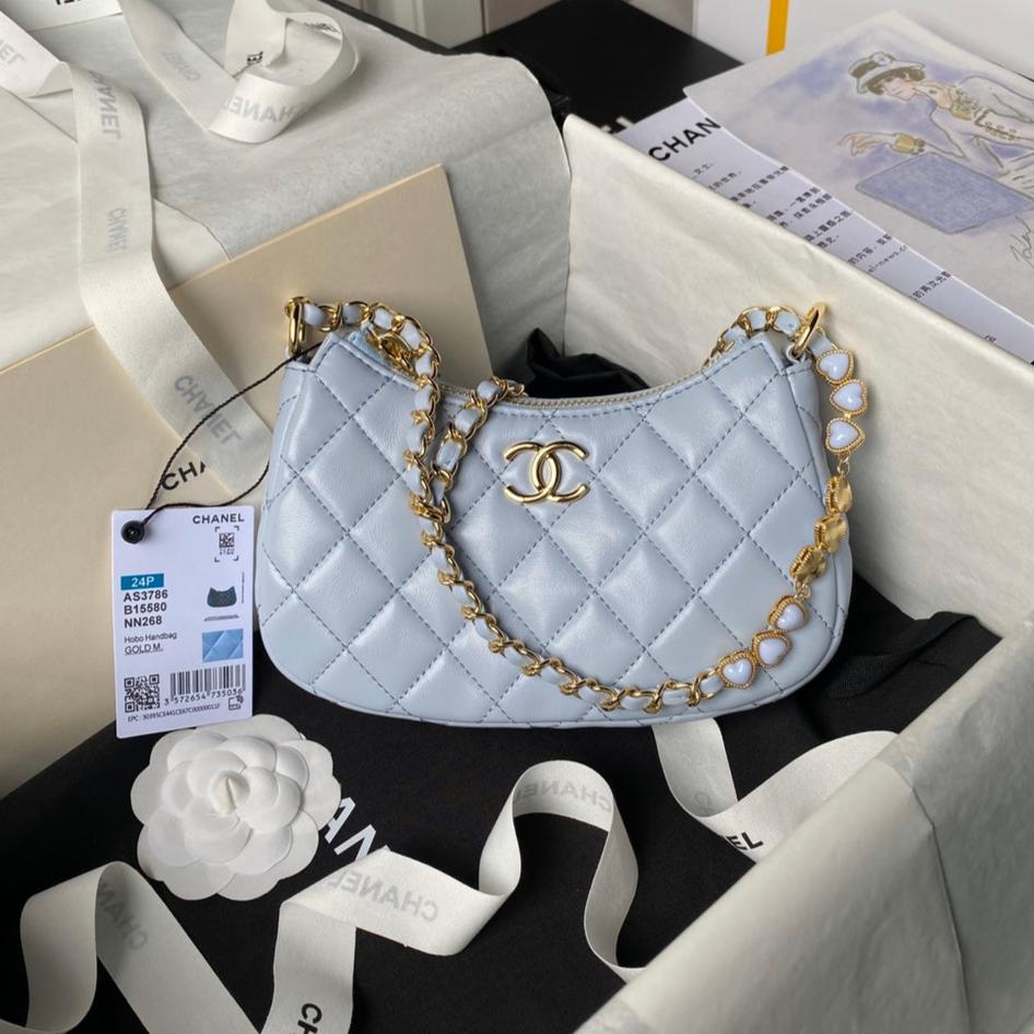 24P C*C HOBO BAG LAMBSKIN GOLD HARDWARE