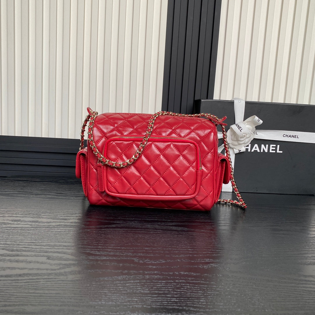 24K Camera Bag Calfskin Gold Hardware