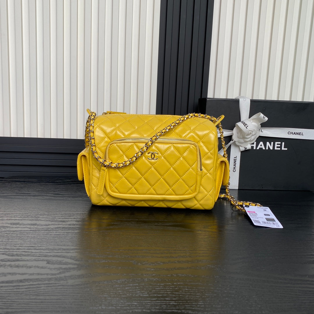24K Camera Bag Calfskin Gold Hardware