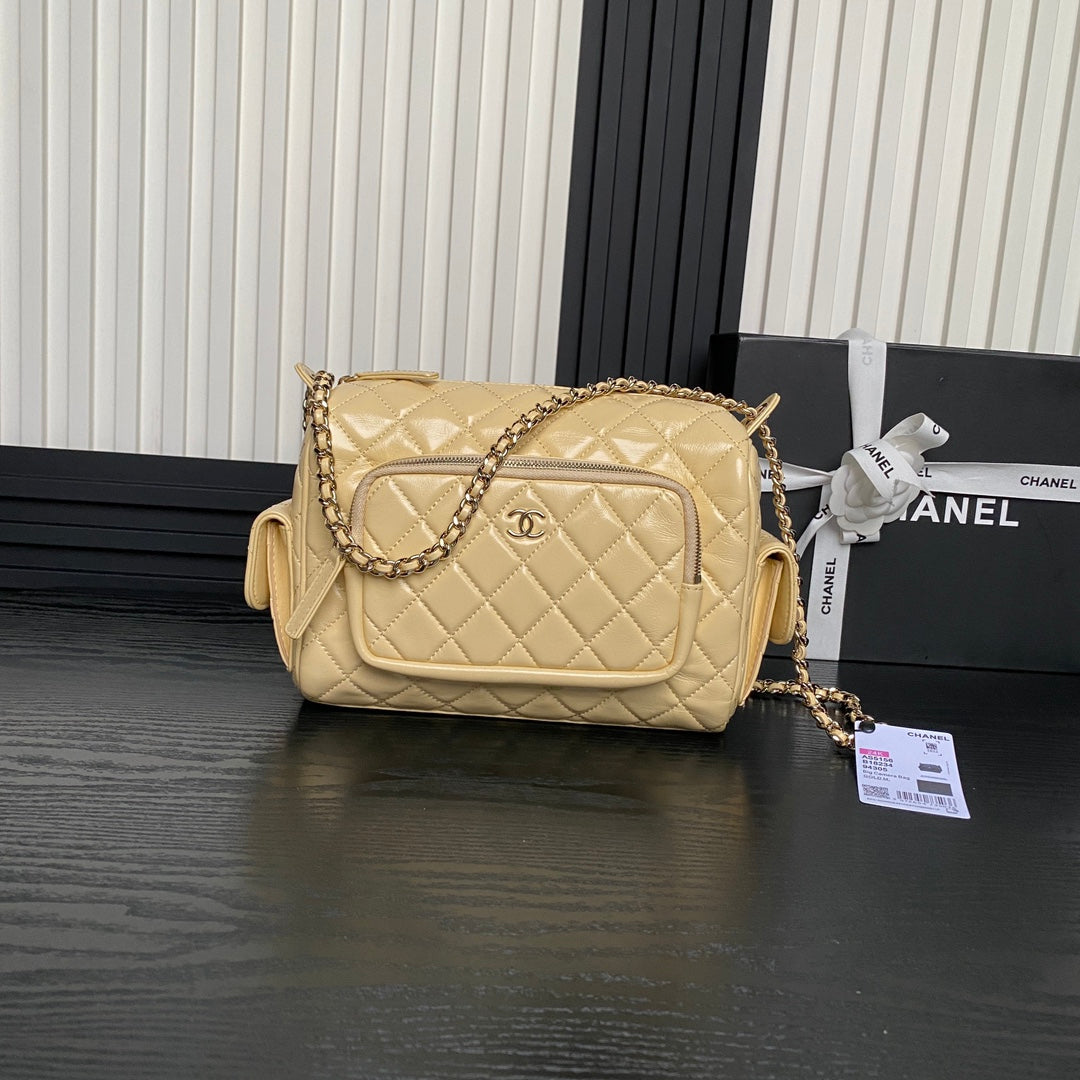 24K Camera Bag Calfskin Gold Hardware