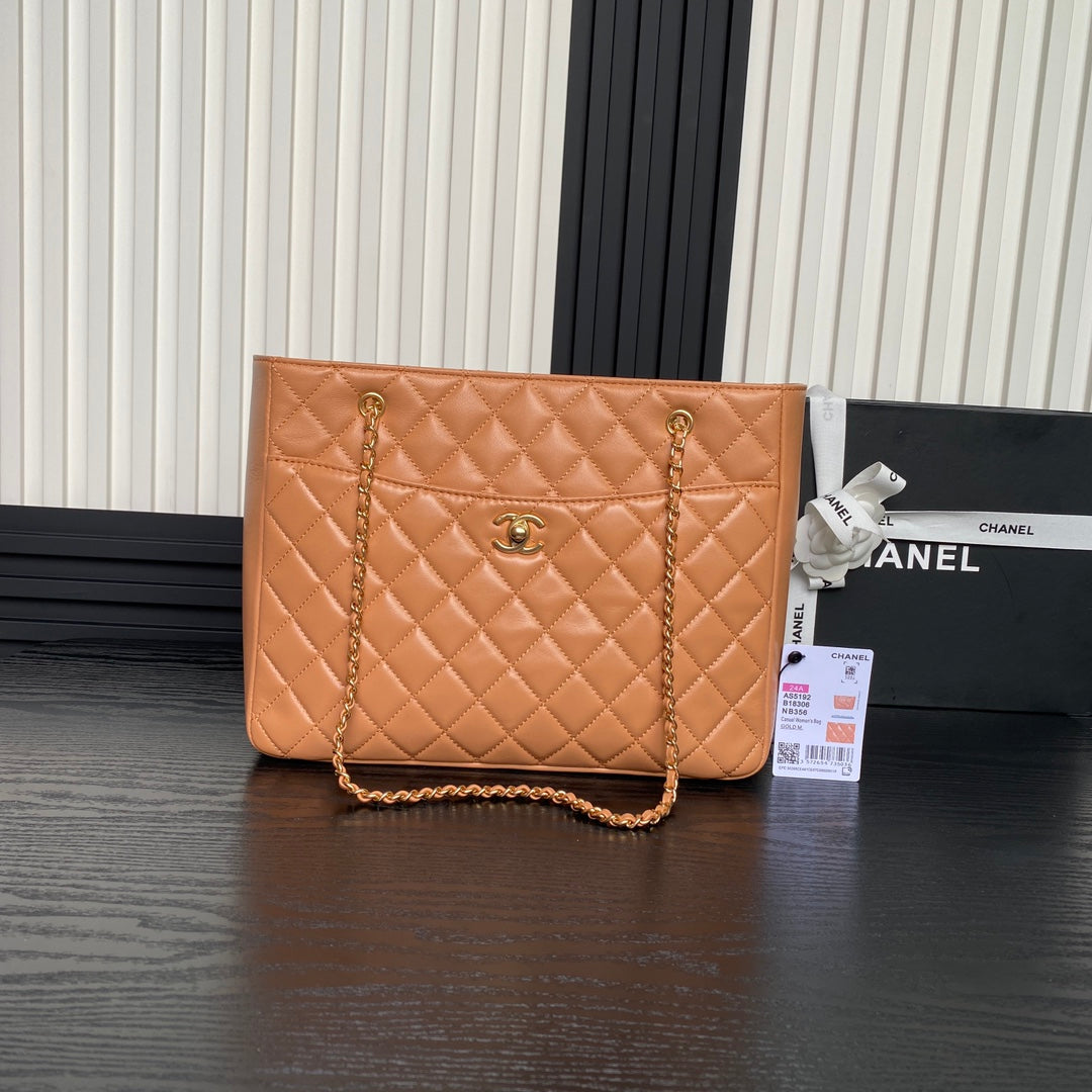 24K Shopping Bag Calfskin Gold Hardware
