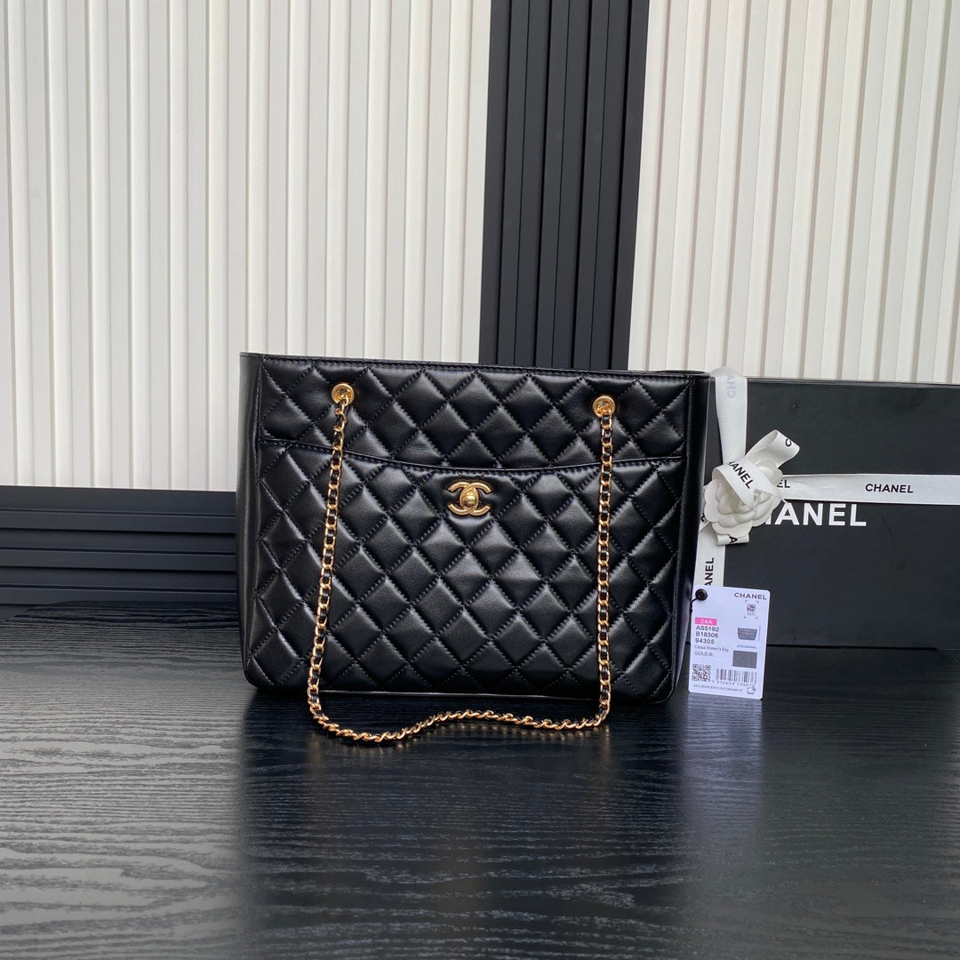 24K Shopping Bag Calfskin Gold Hardware