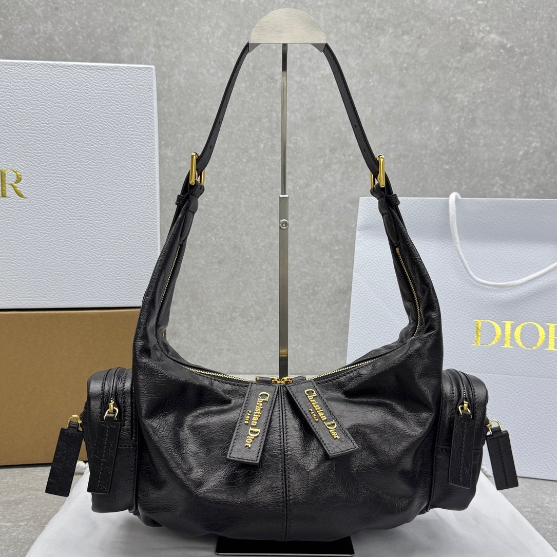 D*or 2025 Grand Tour Multipocket Bag 52cm Black Calfskin