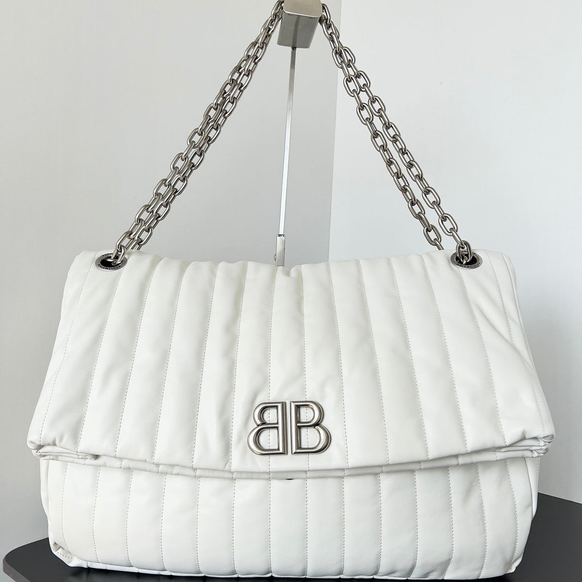 MONACO BAG 43 QUILTED THIN CALFSKIN SILVER HARDWARE