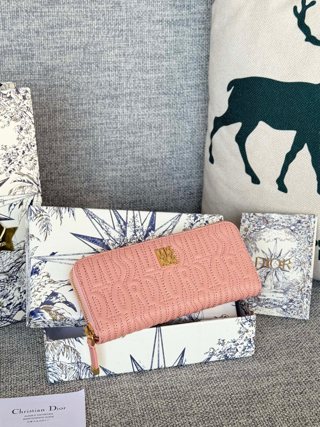 C*D Miss D*or Freesia Zipper Wallet Lambskin GHW