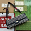 LUCE SHOULDER BAG CANVAS CALFSKIN TRIM GOLD HARDWARE