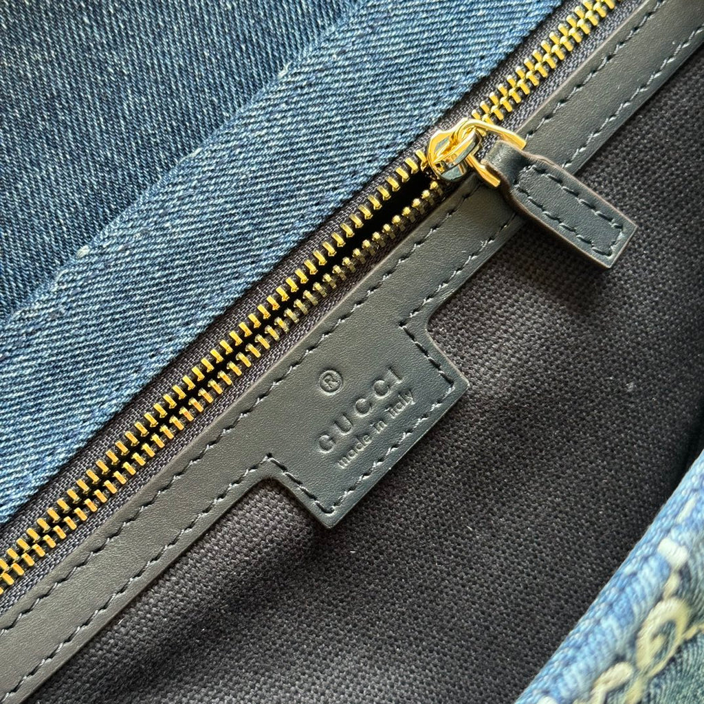 G*G marmont 26cm blue monogram denim gold hardware