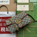 G*G marmont 26cm chocolate blue monogram canvas gold hardware