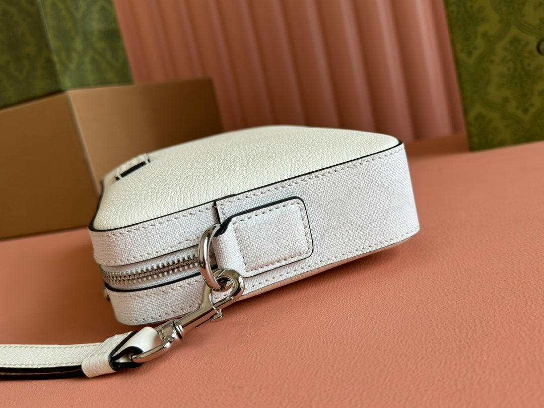 CROSSBODY BAG TAG CALFSKIN CANVAS TRIM