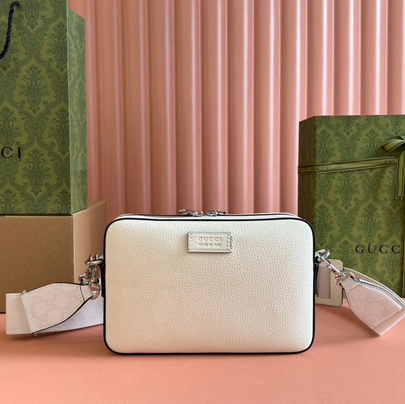 CROSSBODY BAG TAG CALFSKIN CANVAS TRIM