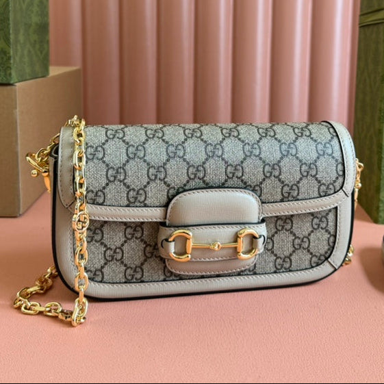 G*cci Horsebit 1995 Bag Ebony mix Beige Canvas