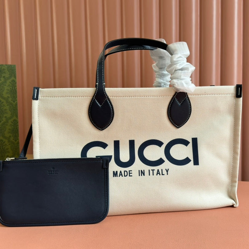 G*cci Tote Bag Leather Canvas
