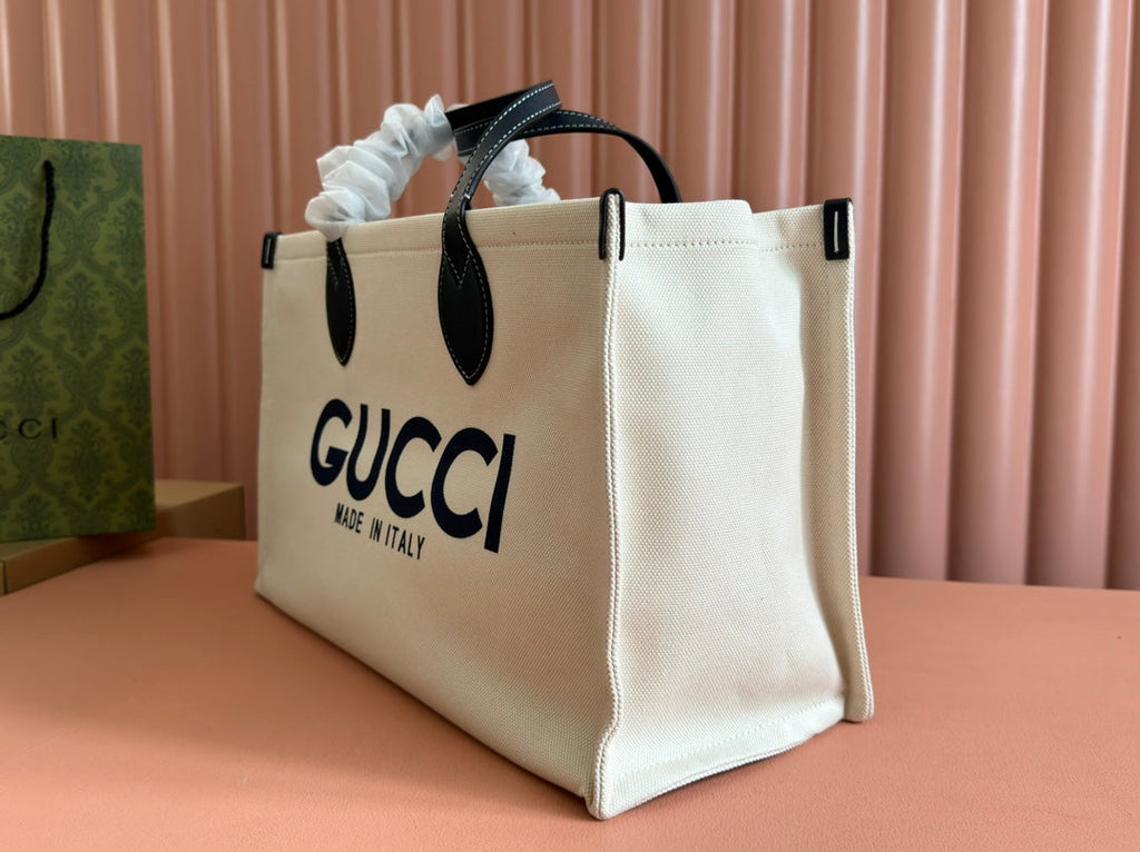 G*cci Tote Bag Leather Canvas