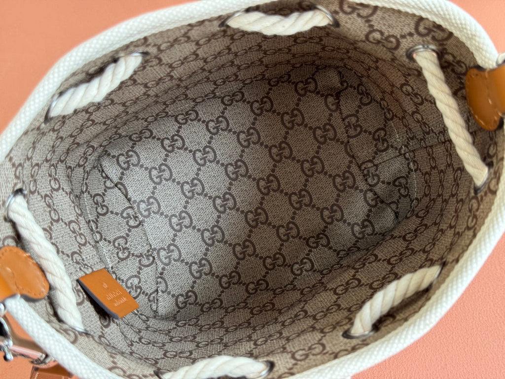 G*cci Bucket Bag Leather Canvas