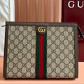 G*cci Ophidia 27cm Clutch Ebony Brown Canvas Leather