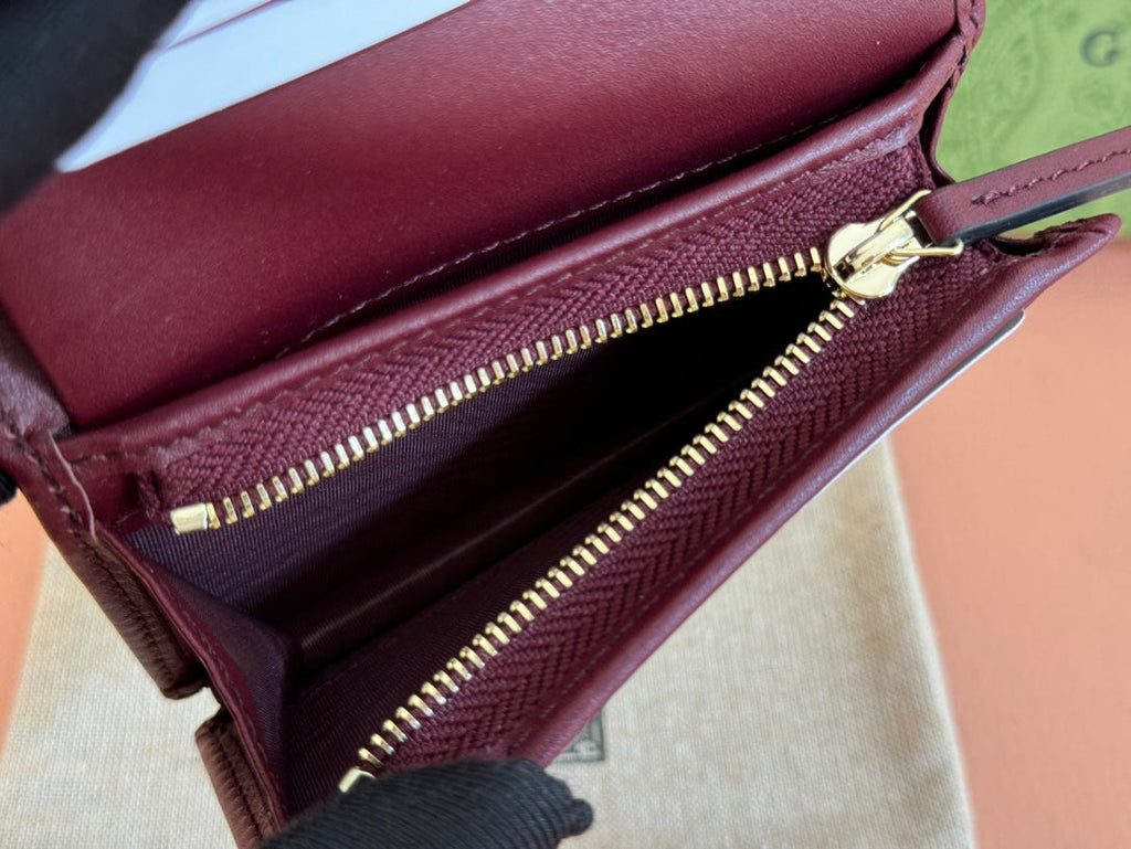 G*cci Horsebit 1995 Wallet Beige mix Rosso Ancora red Canvas