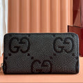 G*cci Long Wallet Grey mix Black Leather