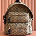 G*cci Snake Pattern Backpack Beige mix Brown Blue Calfskin Canvas