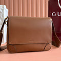 G*cci Emblem Crossbody Bag Brown Calfskin