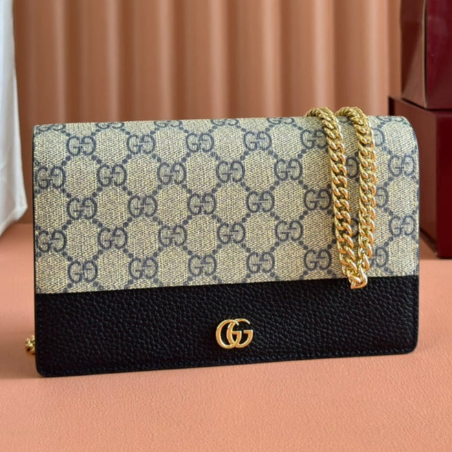 G*cci Marmont Chain Wallet Leather Canvas