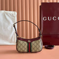 G*G Ophidia Mini Shoulder Bag Red Beige Brown Leather Canvas