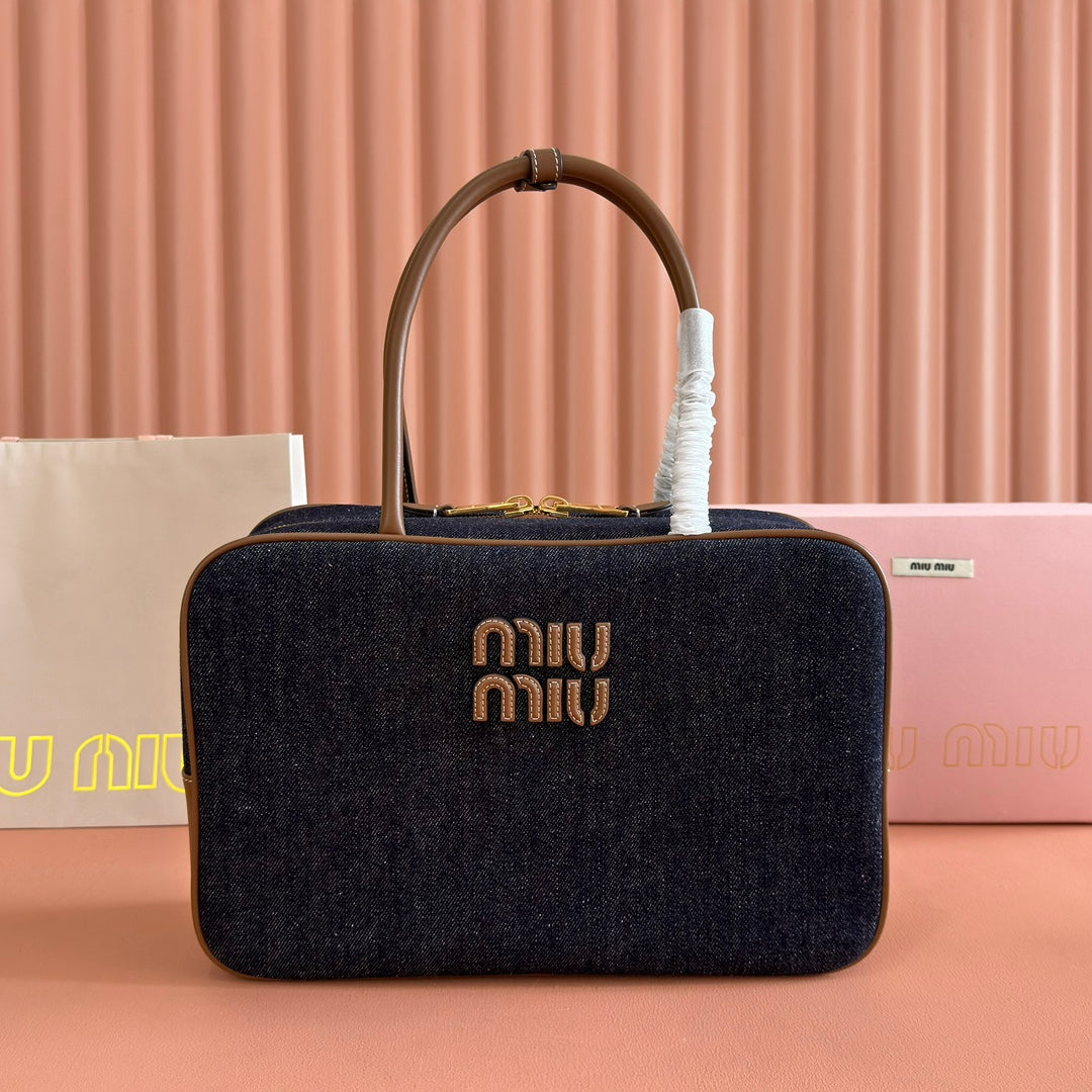 M*u Beau Large Bag 34cm Dark Blue Cotton