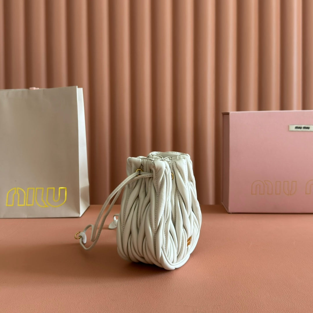 Matelassé Drawstring Handbag Lambskin