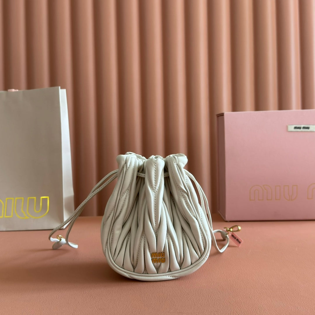 Matelassé Drawstring Handbag Lambskin