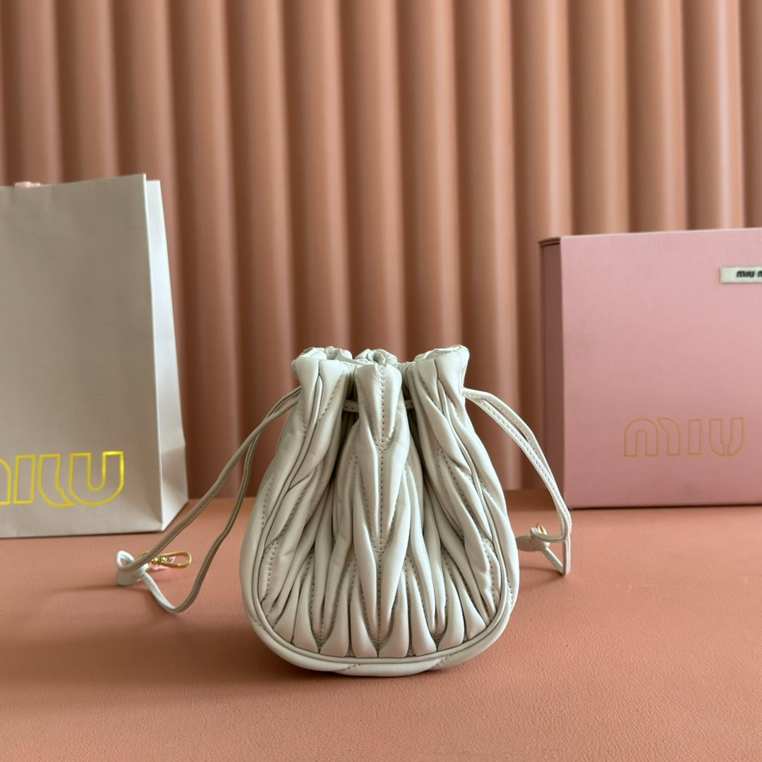 Matelassé Drawstring Handbag Lambskin