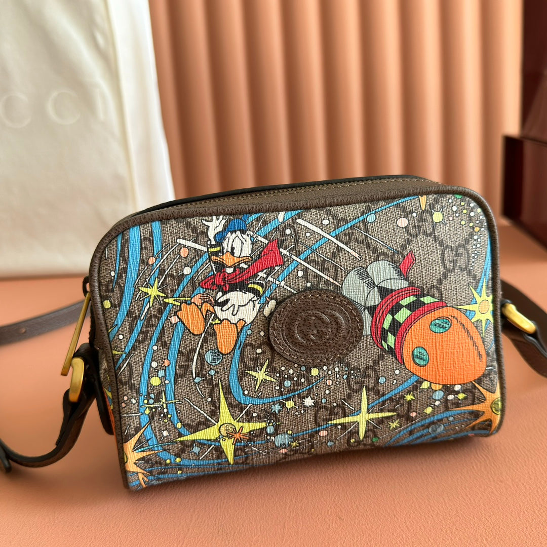 G*G 2025 x Disney Donald Duck Mini Shoulder Bag Multicolor Cowhide Canvas