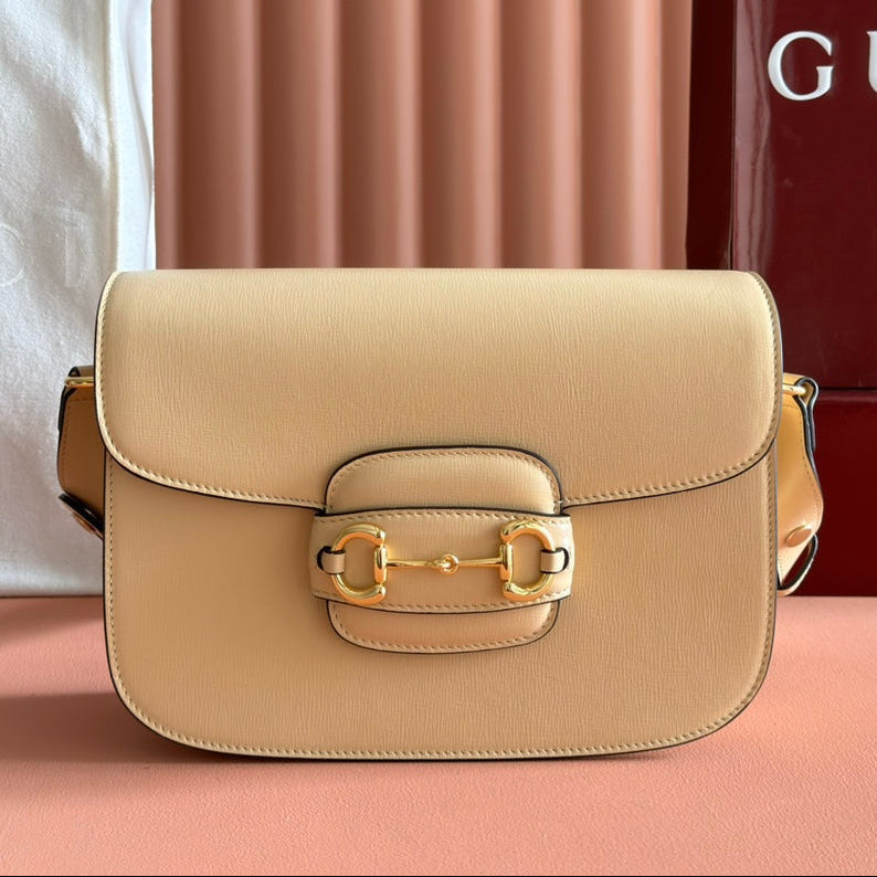 G*G 2025 Horsebit Bag 25cm Beige Calfskin