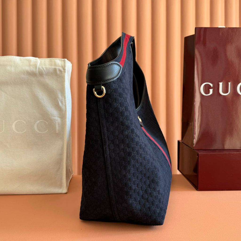 G*G 2025 Giglio Large Tote Bag 60cm Dark Blue Red Suede Canvas