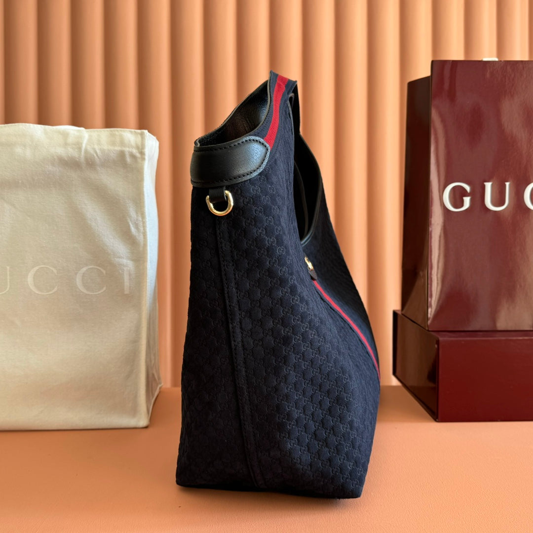 G*G 2025 Giglio Large Tote Bag 60cm Dark Blue Red Suede Canvas