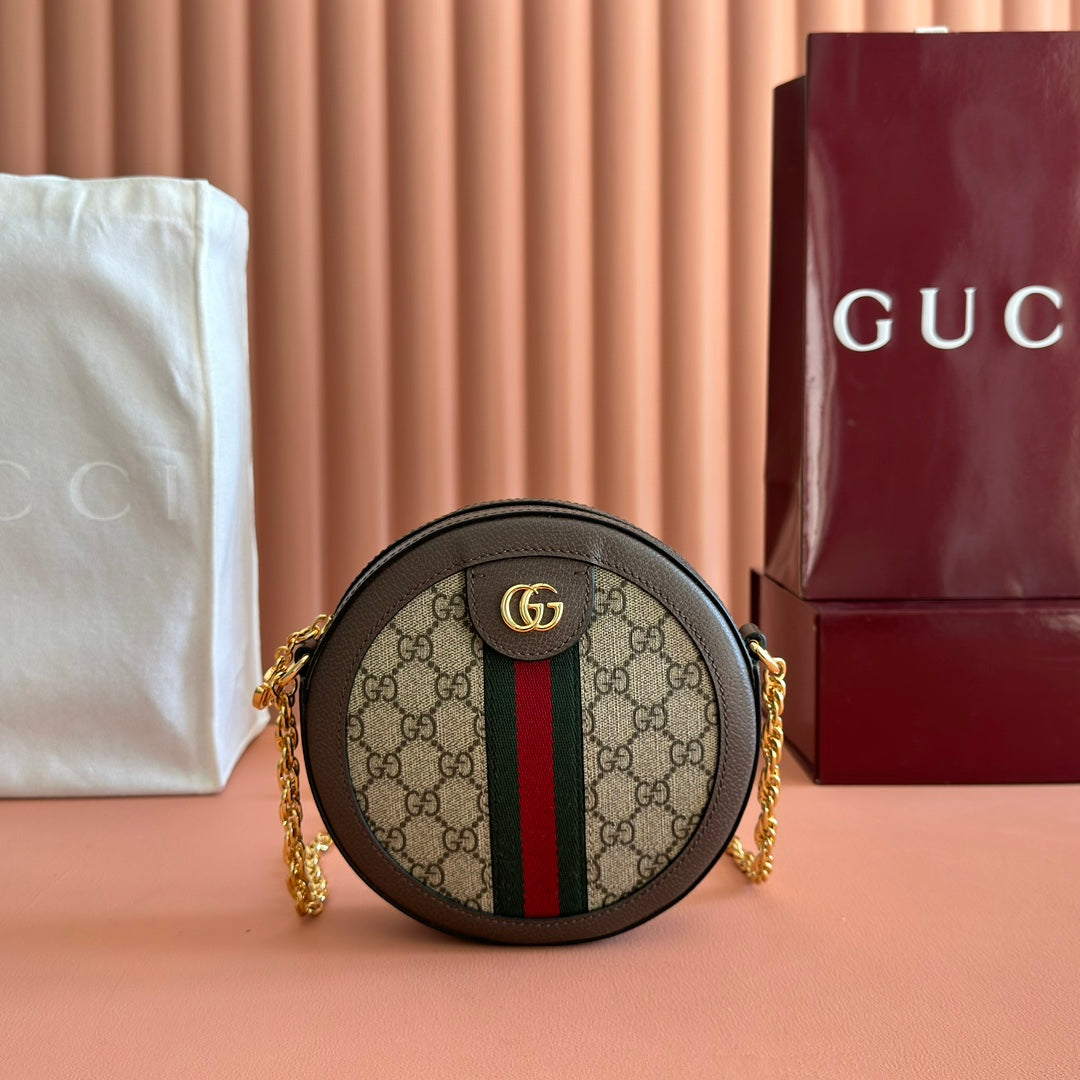 G*G 2025 Round Bag Ebony mix Colors Canvas Leather