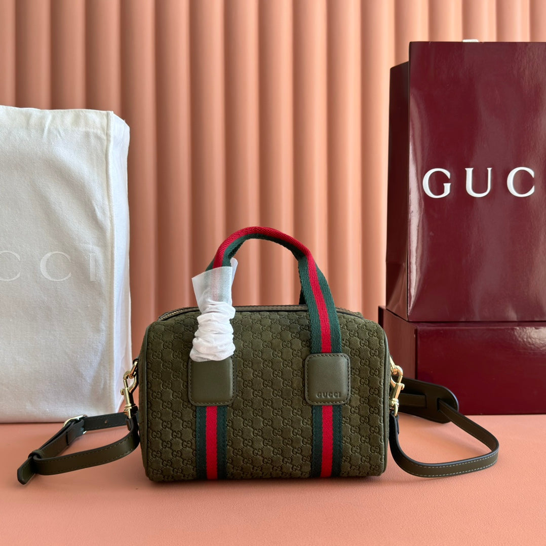 G*G 2025 Bag 20cm Green Red Suede Leather