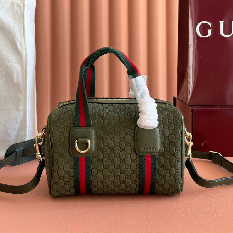 G*G 2025 Bag 20cm Green Red Suede Leather