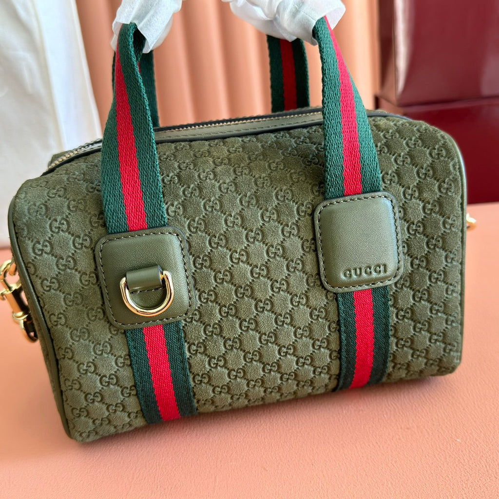 G*G 2025 Bag 20cm Green Red Suede Leather