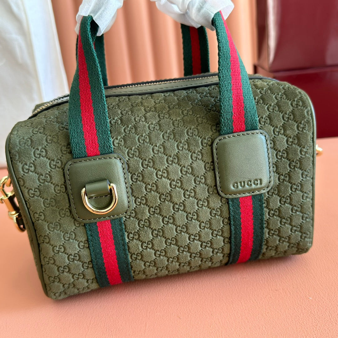 G*G 2025 Bag 20cm Green Red Suede Leather