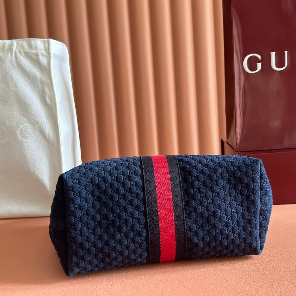 G*G 2025 Giglio SmallTote Bag 25cm Dark Blue Red Suede Canvas