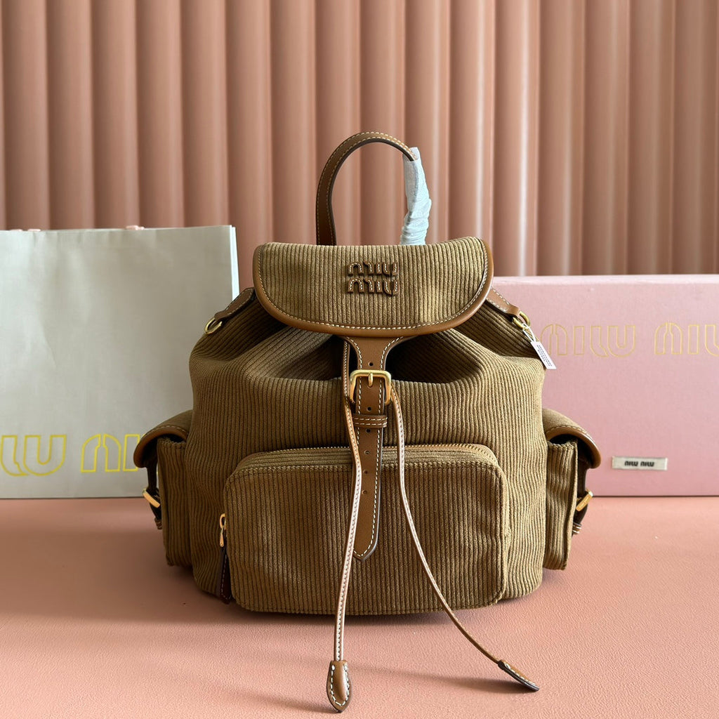 M*u Corduroy Backpack Brown Suede